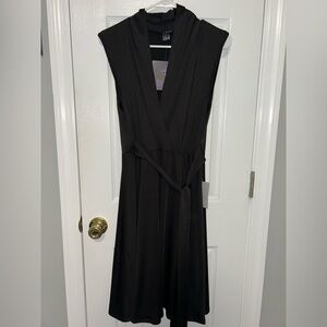Elegant Black Sleeveless Tie Dress
